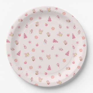 Gemütliches rosa Weihnachtsmuster Pappteller