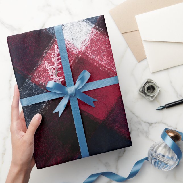 Gemütliches Rot Marine Winterfrost Karomuster Geschenkpapier (Schenken)