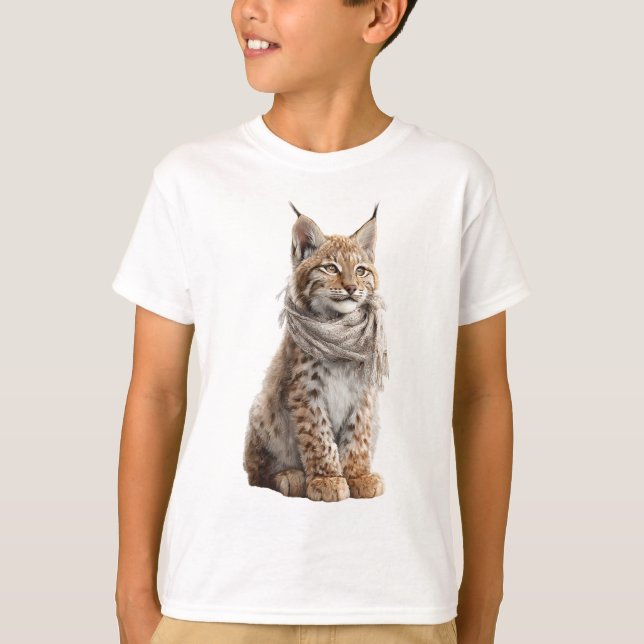 Gemütliches Schal Bobcat Kätzchen Kinder T-Shirt (Vorderseite)