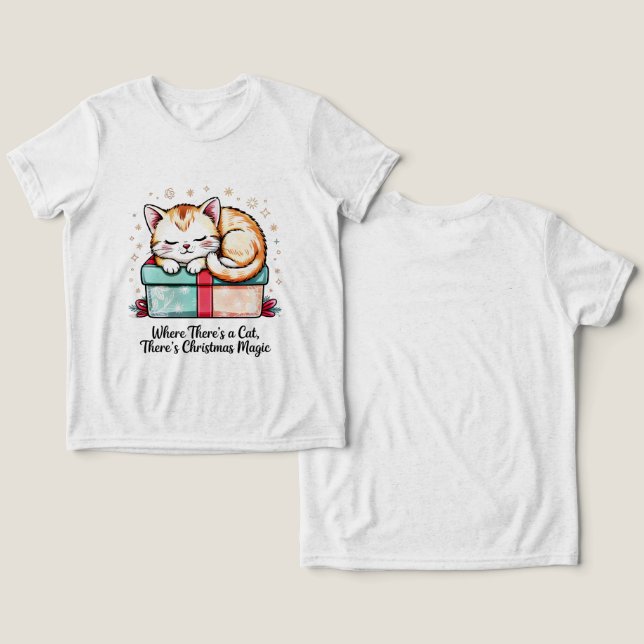 Gemütliches Schlafendes Kätzchen - Weihnachtsgesch Tri-Blend Shirt (Design Vorderseite & Rückseite)