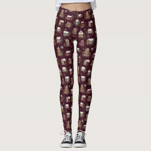 Gemütliches schneebedecktes Winterdorf-Muster (2) Leggings