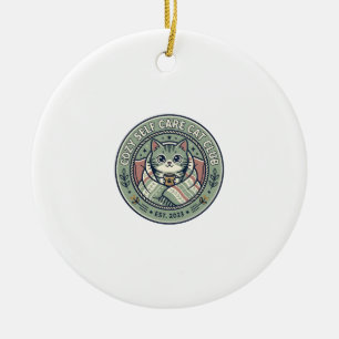 Gemütliches Selbstfürsorge-Katze-Katze-Grafik-T-Sh Keramik Ornament