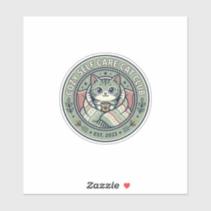 Gemütliches Selbstpflege-Katze-Katze-Grafik-T-Shir Aufkleber