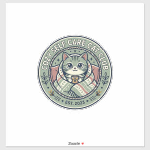 Gemütliches Selbstpflege-Katze-Katze-Grafik-T-Shir Aufkleber