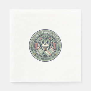 Gemütliches Selbstpflege-Katze-Katze-Grafik-T-Shir Serviette