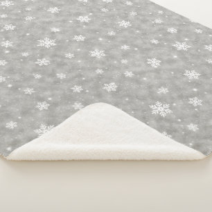 Gemütliches Silberner Glitzer Sterne Schneeflocken Sherpadecke