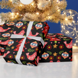 Gemütliches skandinavisches Volksfest Weihnachten Geschenkpapier