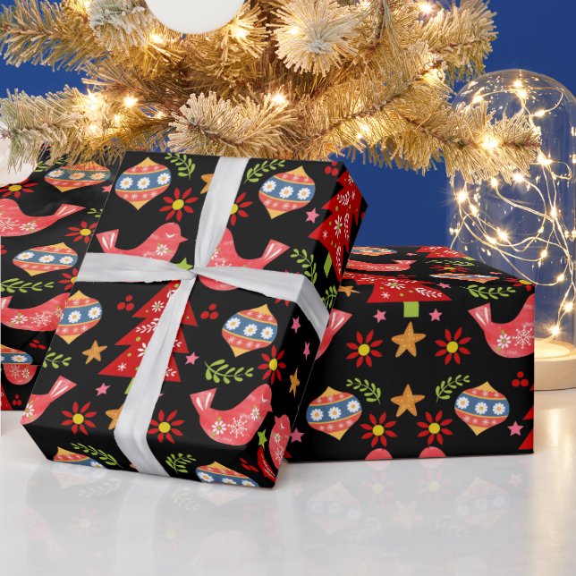 Gemütliches skandinavisches Volksfest Weihnachten Geschenkpapier (Feiertage)