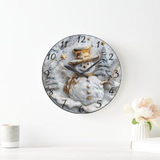 Gemütliches Snowman Weihnachtsdekor Große Wanduhr