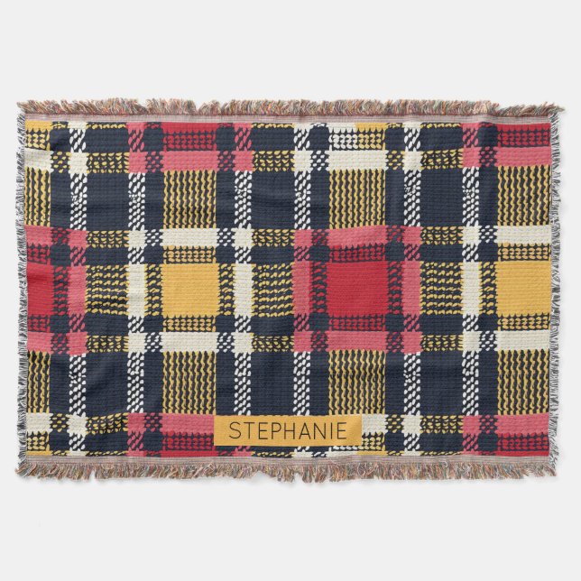 Gemütliches Strick Patchwork - Vintager Boho Autum Decke (Vorderseite)