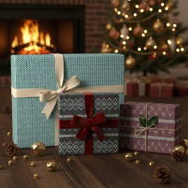 Gemütliches Strickmuster-Wrap-Papier-Set Geschenkpapier Set