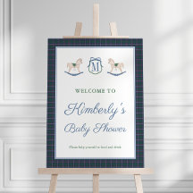 Gemütliches Tartan-Schaukelpferd-Baby-Shower-Willk
