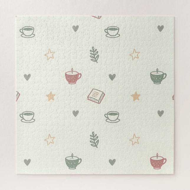 Gemütliches Teebuch-Kerzenmuster Soft Puzzle (Vertikal)