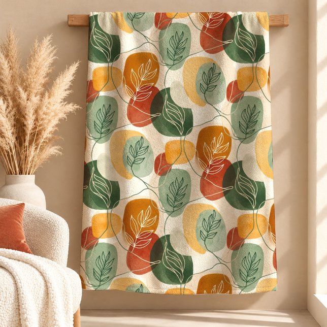Gemütliches Terrakotta-Staubgrün-Boho-Deckendesign Fleecedecke (Cozy Terracotta Dusty Green Boho Blanket Design)