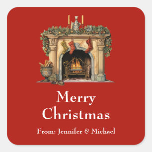 Gemütliches Viktorianisches Weihnachtsgeschenk am  Quadratischer Aufkleber