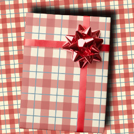 Gemütliches Vintage-Karo in Staubrose und Creme fü Geschenkpapier