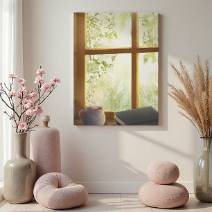 Gemütliches Vintages Fenster Leinwanddruck