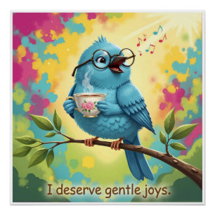 Gemütliches Vogel-Ästhetik Glänzendes Poster