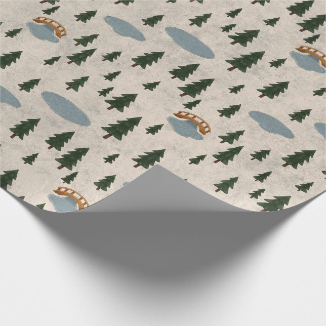 Gemütliches Wald-Dorf-Geschenkpapier Geschenkpapier (Ecke)