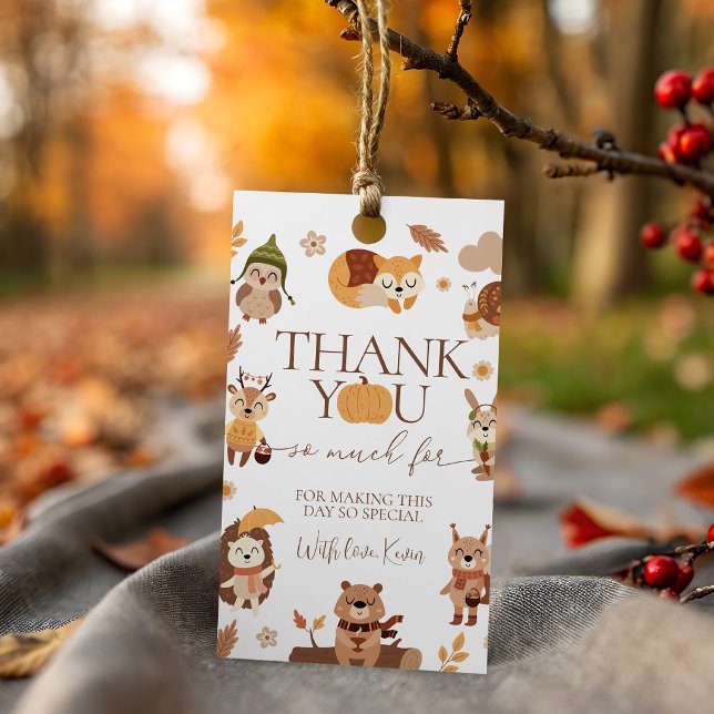 Gemütliches Wald-Wild-One-Dankeschön-Tag Geschenkanhänger (Von Creator hochgeladen)