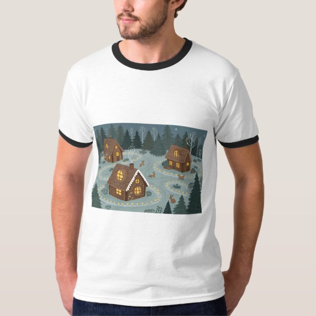 Gemütliches Waldhaus-Cluster T-Shirt (Vorderseite)