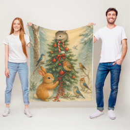 Gemütliches Waldkaninchen Weihnachten warm winterl Fleecedecke