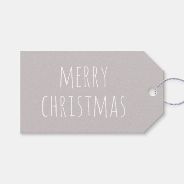 Gemütliches warmes Licht Grau Weihnachten | Winter Geschenkanhänger (Vorderseite (Horizontal))