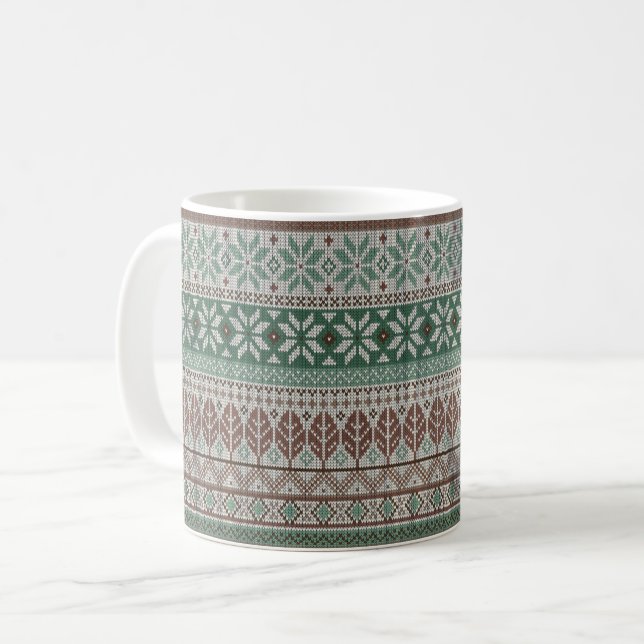 Gemütliches warmes Stricken Kaffeetasse (Vorderseite Links)