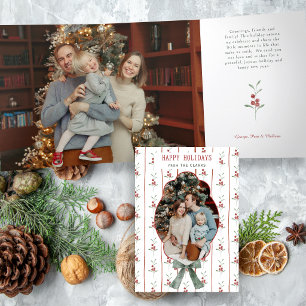 Gemütliches Wasserfarben-Stechpalmen-Grün-Bogen-Fo Dreifach Gefaltete Karte