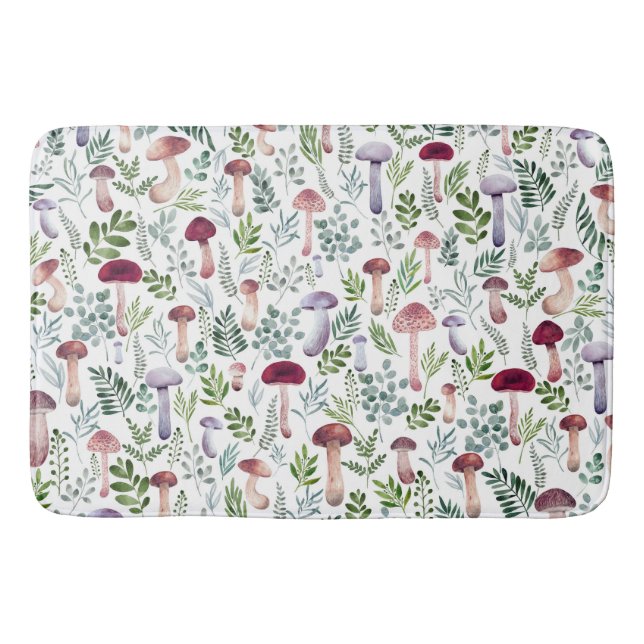 Gemütliches Watercolor-Mushroom-Muster  Badematte (Vorderseite)
