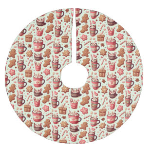 Gemütliches Weihnachts-Kakao- und Lebkuchenmuster Polyester Weihnachtsbaumdecke
