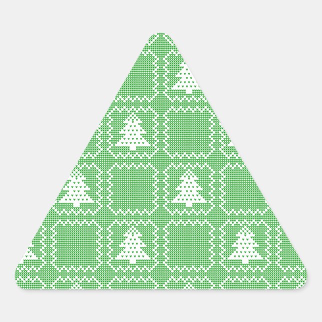 Gemütliches Weihnachtsbaum hässlich Pullover Schac Dreieckiger Aufkleber (Vorderseite)