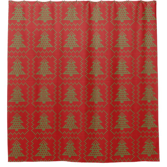 Gemütliches Weihnachtsbaum hässlich Pullover Schac Duschvorhang (Vorderseite)