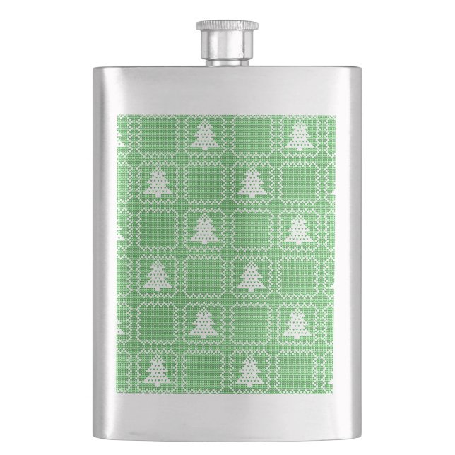 Gemütliches Weihnachtsbaum hässlich Pullover Schac Flachmann (Vorderseite)