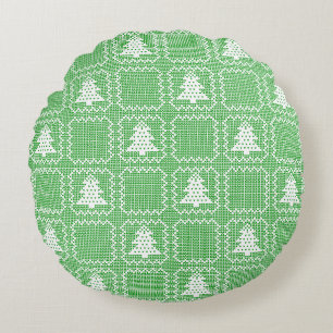 Gemütliches Weihnachtsbaum hässlich Pullover Schac Rundes Kissen