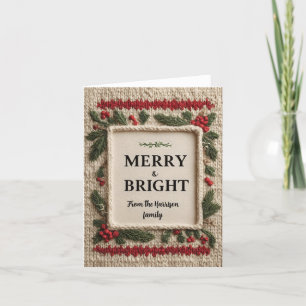 Gemütliches Weihnachtsdesign "Merry & Bright" Feiertagskarte