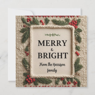 Gemütliches Weihnachtsdesign "Merry & Bright" Feiertagskarte