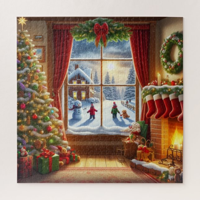 Gemütliches Weihnachtsfenster Puzzle (Vertikal)