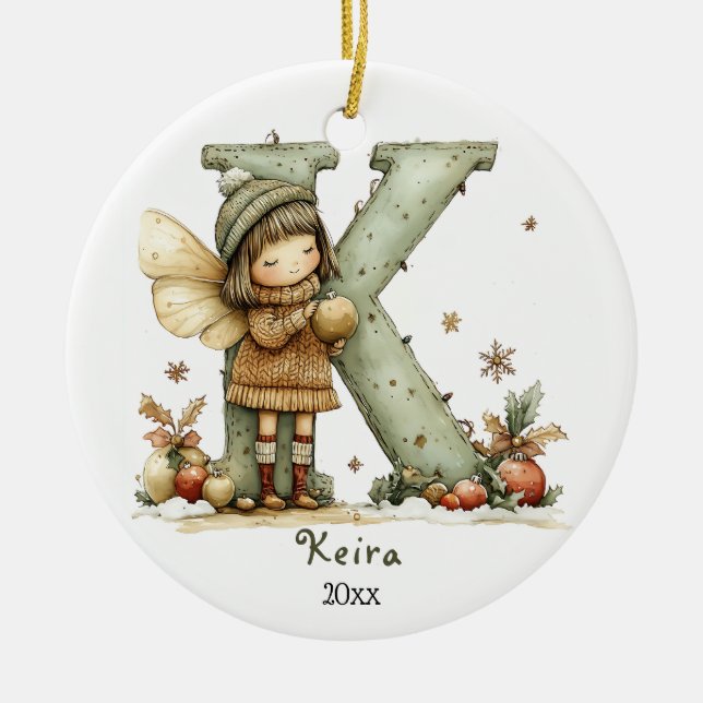 Gemütliches Weihnachtsfest Anfänglicher Personalis Keramik Ornament (Vorne)