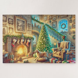 Gemütliches Weihnachtsfest im Wohnzimmer Szene Puzzle