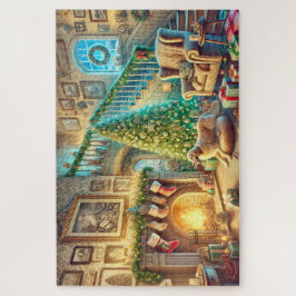 Gemütliches Weihnachtsfest im Wohnzimmer Szene Puzzle