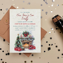 Gemütliches Weihnachtsfeuer Neujahr-Party Einladung