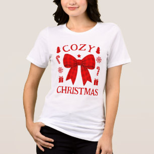 Gemütliches Weihnachtshemd mit rotem Gingham-Band Tri-Blend Shirt