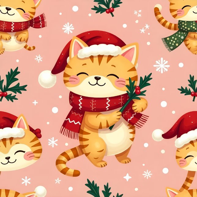 Gemütliches Weihnachtskitty Feiertagskarte (“Warm wishes from a cozy Christmas kitty!”)