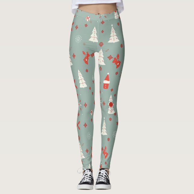 Gemütliches Weihnachtsmuster Leggings (Vorderseite)