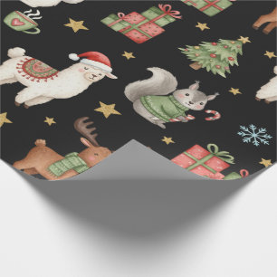 Gemütliches Weihnachtspapier mit Tieren Geschenkpapier