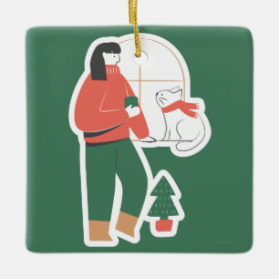 Gemütliches Weihnachtsschmuck mit Girl
