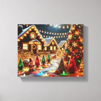 Gemütliches Weihnachtswonderland mit festlichen Li Leinwanddruck