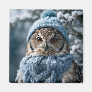 Gemütliches Whimsisches Winter Wonderland Owl Magnet