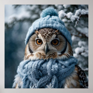Gemütliches Whimsisches Winter Wonderland Owl Poster